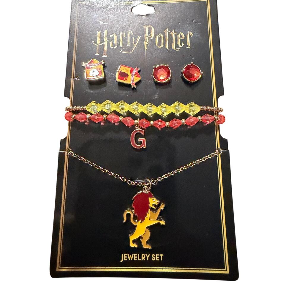 Harry Potter Gryffindor Houses Earring and Necklace Jewelry Set